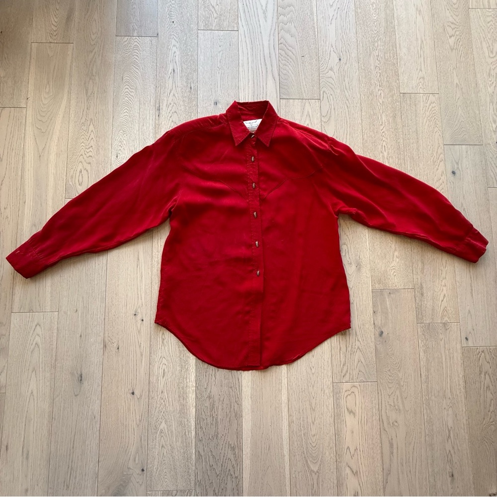 Vintage Longhorn Red Women's Button Down Shirt Size Large